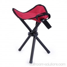 Portable Outdoor Slacker Chair Folding Tripod Chair Stool With Three Feet For Traveling Camping Hiking Fishing BBQ Gardening Red